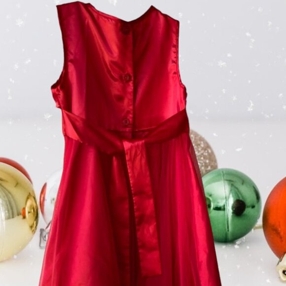 Holiday Editions Girl's Sleeveless Red Floral Dress - Picture 5 of 10